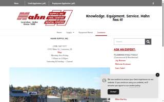 Hahn Rental Center website