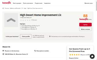 High Desert Home Improvement website