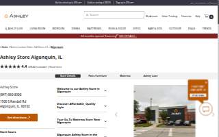 Ashley Store of Algonquin website