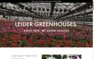 Leider Greenhouses & Garden Center website