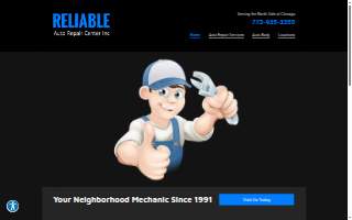 Reliable Auto Repair Center website