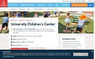 University Children's Center website