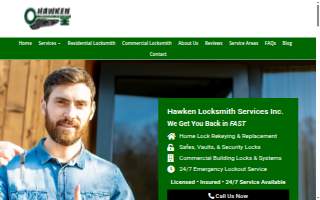 Hawken Locksmith Services of De Kalb website