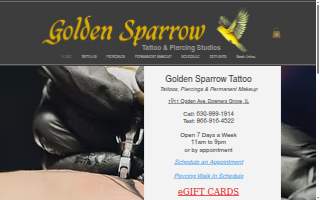 Golden Sparrow Tattoo of Downers Grove website