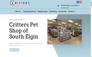 Critters Pet Shop of Elgin website