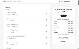 Touch of Class Salon and Spa website