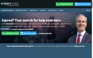 Shuman Legal Personal Injury Lawyers of Joliet website