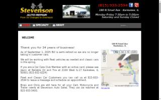 Stevenson Auto Repair website