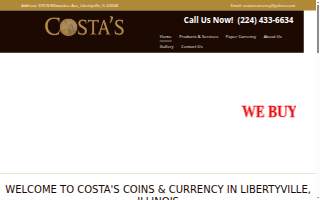 Costa's Coins & Currency website