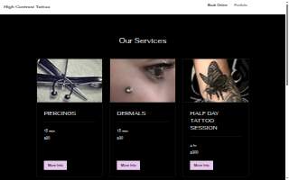High Contrast Tattoo website