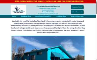 Creature Comforts Pet Sitting & Services website