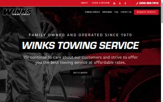 Winks Towing of Normal website