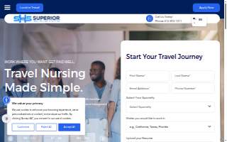 Superior Healthcare Staffing website