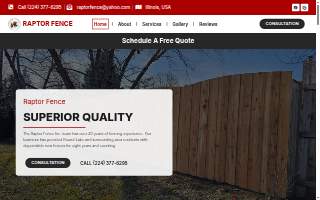 Raptor Fence Inc of Round Lake website
