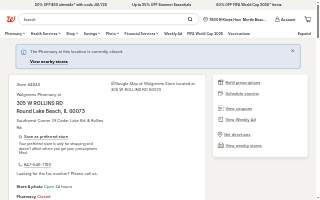 Walgreens Pharmacy of Round Lake website