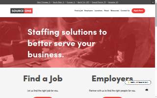 Source One Staffing website
