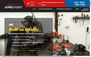 Alpha Transmissions Auto Repair website