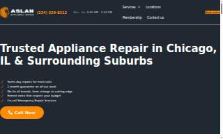 Aslan Appliance Repair website