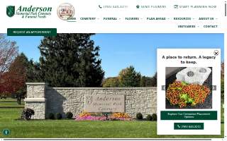 Anderson Memorial Park Cemetery & Funeral Needs website