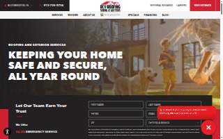 RCV Roofing, Siding & Gutters website