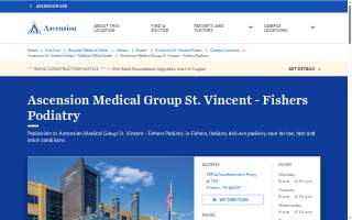 Ascension Medical Group St. Vincent - Fishers Podiatry website