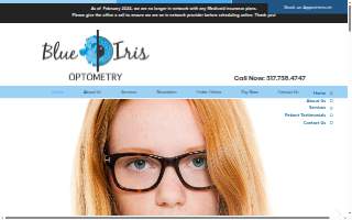 Blue Iris Optometry website