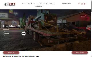Coy's Towing and Recovery LLC of Franklin website