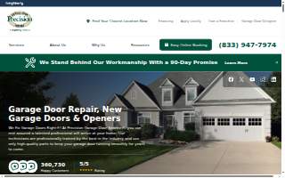 Precision Door Service website