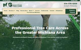 Higher Ground Tree Care website