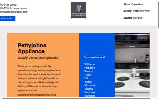 Pettyjohns Appliance Parts and Repair website