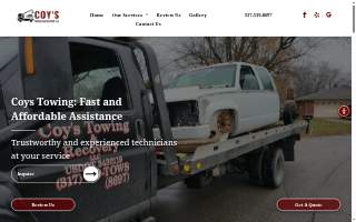 Coy's Towing and Recovery LLC of Greenwood website