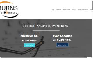 Burns Optometry of Indianapolis website