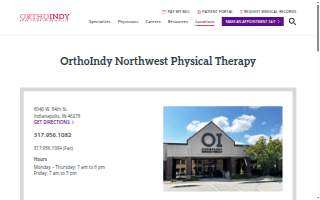 OrthoIndy Northwest Physical Therapy website
