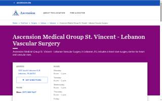 Ascension Medical Group St. Vincent - Lebanon Vascular Surgery website