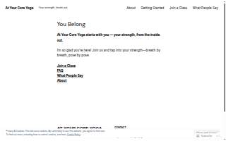 At Your Core Yoga website