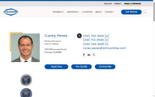 Corey Perez Diamond Residential Mortgage website
