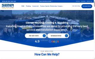 Siemer Heating, Cooling & Plumbing website