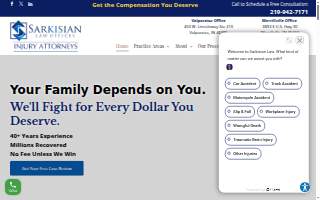 Sarkisian Law Offices of Valparaiso website