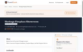 Heritage Fireplace Showroom website