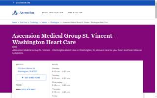 Ascension Medical Group St. Vincent - Washington Heart Care website