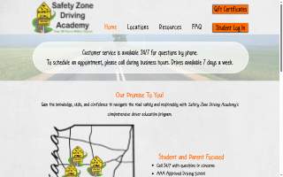 Safety Zone Driving Academy Lafayette website