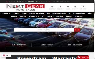 Next Gear Auto Sales website