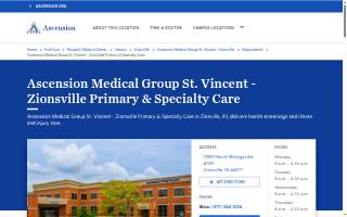 Ascension Medical Group St. Vincent - Zionsville Primary & Specialty Care website