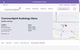 CommonSpirit Audiology Siena website