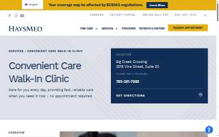 HaysMed Walk-In Clinic website
