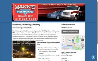 Mann's Towing website