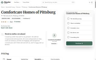 Comfortcare Homes of Pittsburg website