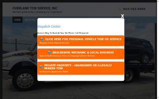Overland Tow Service of Shawnee website