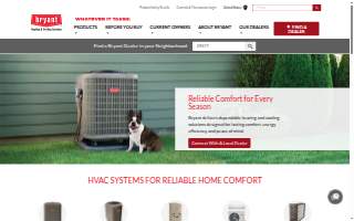 Bryant Air Systems Cooling & Heating website