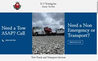 K O Towing Inc website